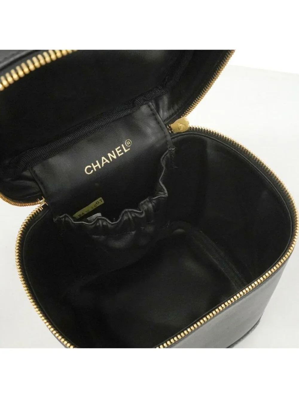Chanel Vanity Bag Bicolor Lambskin Black Gold
